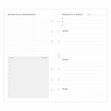 Filofax Personal  interieur Projects & Goals Tracker