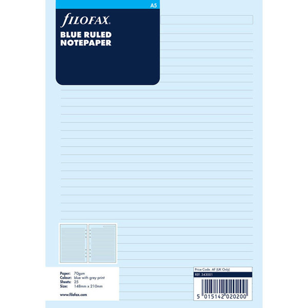 Filofax A5 gelijnd blauw