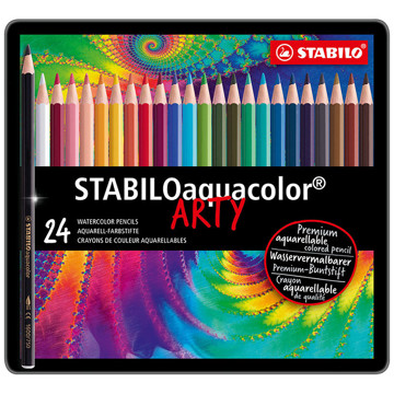 kleurpotloden Stabilo Aquacolor Arty 24 kleuren metalen doos