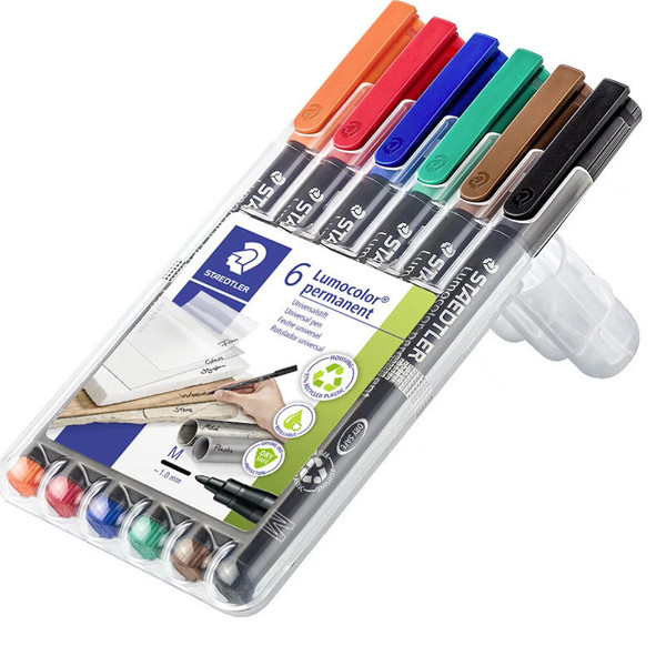 viltstift Staedtler Lumocolor 317  M 1.0mm 6 kleuren - permanent