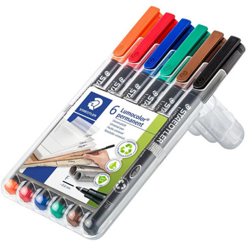 viltstift Staedtler Lumocolor 318  F 0.6mm 6 kleuren - permanent