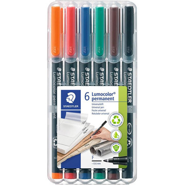 viltstift Staedtler Lumocolor 318  F 0.6mm 6 kleuren - permanent