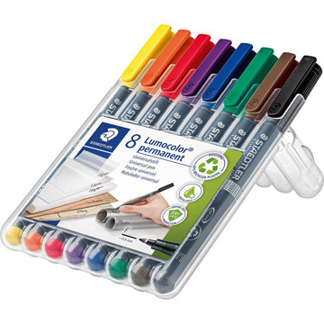 viltstift Staedtler Lumocolor 318  F 0.6mm 8 kleuren - permanent