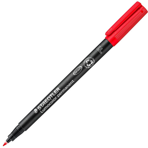 viltstift Staedtler Lumocolor 318  F 0.6mm rood   - permanent - 10stuks