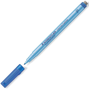 viltstift Staedtler Lumocolor 305  F 0.6mm blauw - niet permanent + wisser