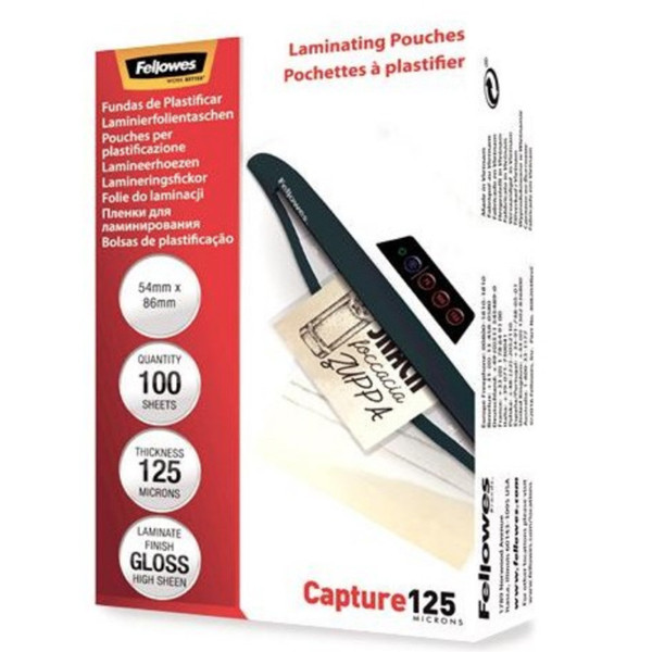 lamineerhoes Fellowes 54x86mm 100stuks 2x125micron glanzend - Capture125