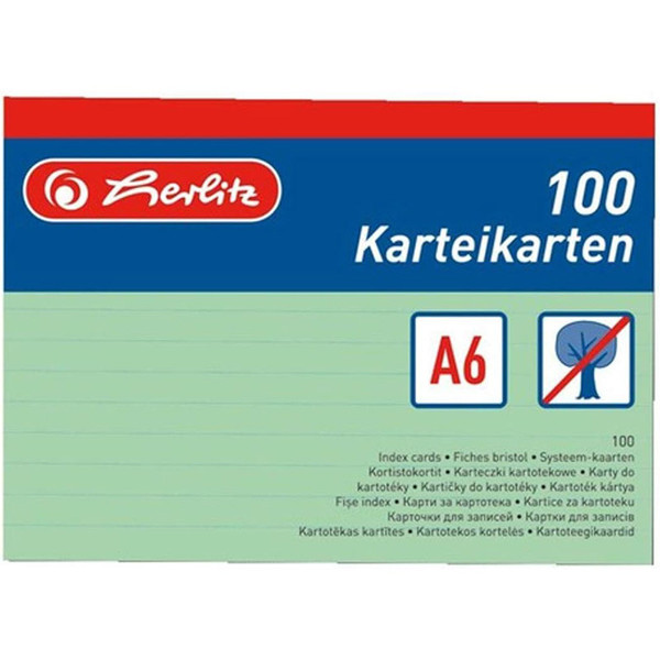 systeemkaart Herlitz 105x150mm groen  gelijnd (A6)