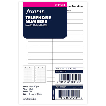 Filofax Pocket naam / telefoon