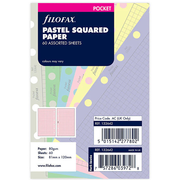 Filofax Pocket papier ruit 3mm pastel