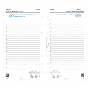 Filofax Personal calendarium 1 dag   op 1 pagina    5-talig gelijnd + tijd