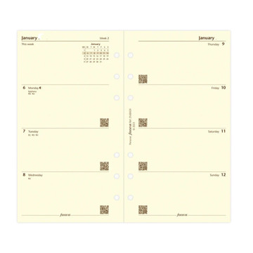 filofax Personal calendarium 7 dagen op 2 pagina's  Engels blanco cotton cream