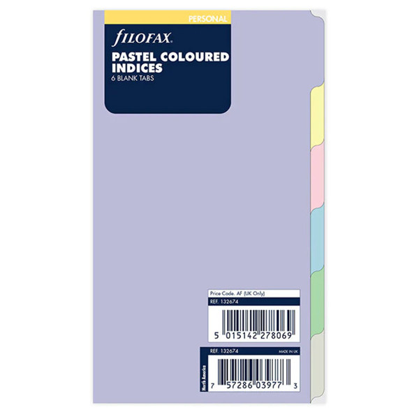 filofax Personal index 6-tabs blanco pastel