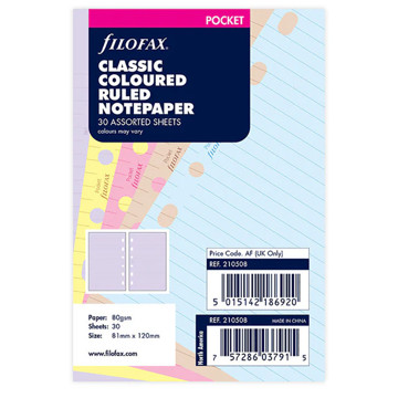 Filofax Pocket papier gelijnd Classic Coloured