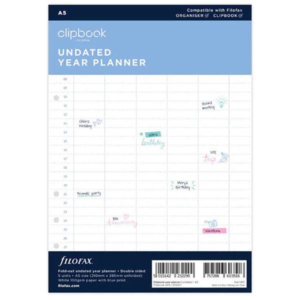 Filofax A5 planner per jaar