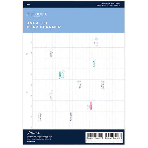 Filofax A4 jaarplanner ongedateerd wit