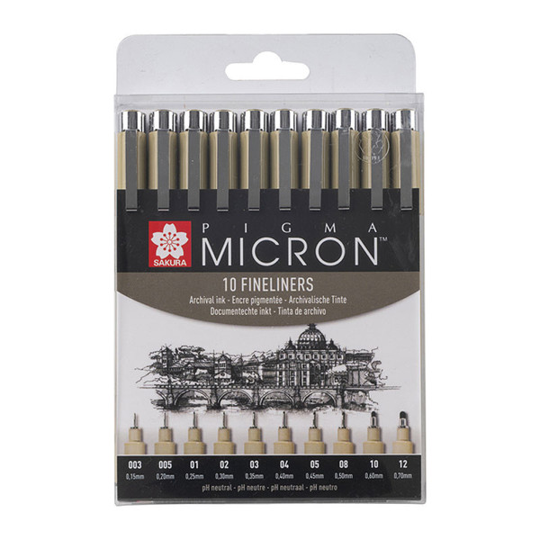 fineliner Sakura Pigma Micron set 10stuks zwart