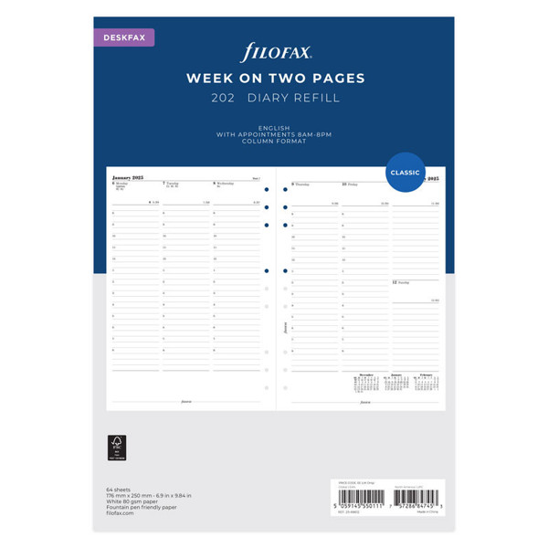 filofax Deskfax calendarium 7 dagen op 2 pagina 's appoinment Engels