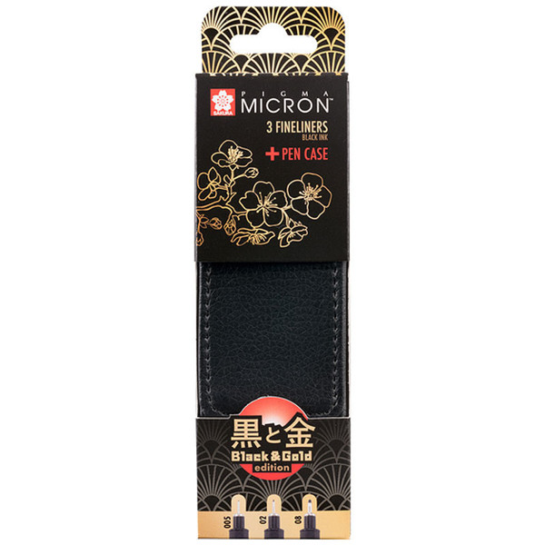 Fineliner Sakura Pigma Micron Black & Gold Edition set 3stuks + gratis etui