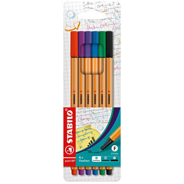 fineliner Stabilo point 88     6 kleuren