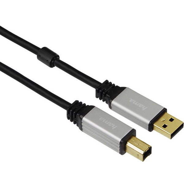 kabel Hama USB 2.0 A-B male/male grijs 180cm