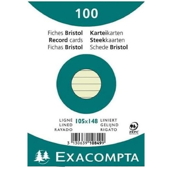 systeemkaart Exacompta 105x148mm (A6) 205gr gelijnd groen