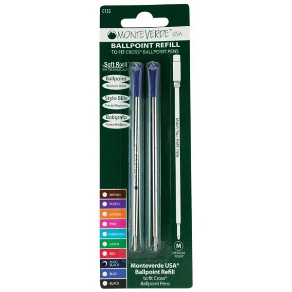 Monteverde balpenvulling 2stuks (Cross)  Blue-Black medium