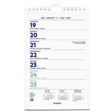 kalender Brepols 2025 weekkalender - bovenspiraal