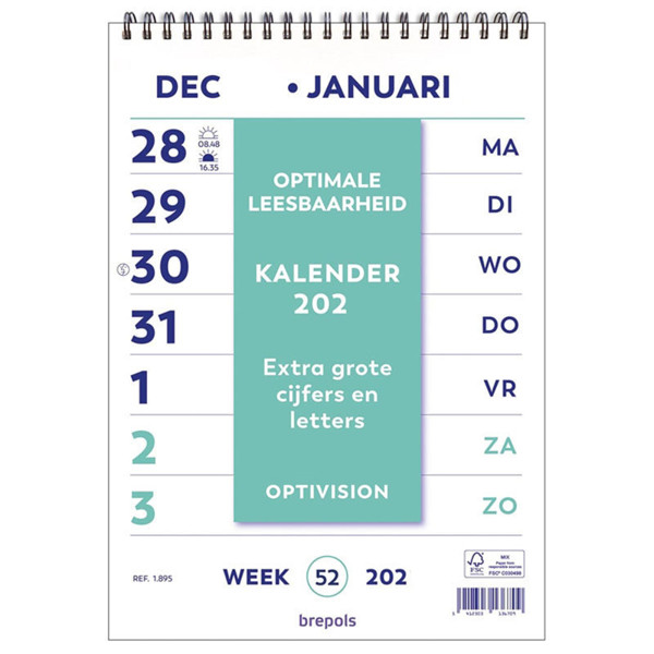 kalender Brepols Optivision weekkalender - bovenspiraal