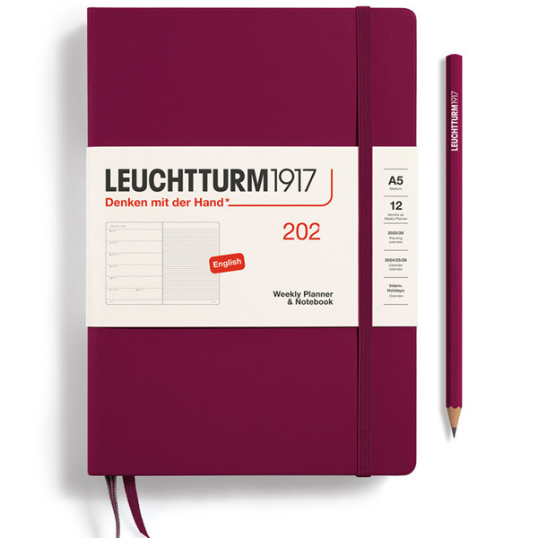 LEUCHTTURM1917 agenda Medium A5 Weekly Planner & Notebook Port Red