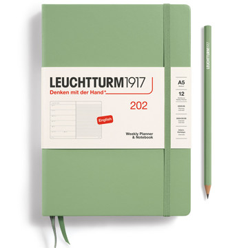 LEUCHTTURM1917 agenda Medium A5 Weekly Planner & Notebook Sage