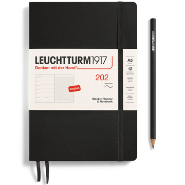 LEUCHTTURM1917 agenda Softcover Medium A5 Weekly Planner & Notebook Black