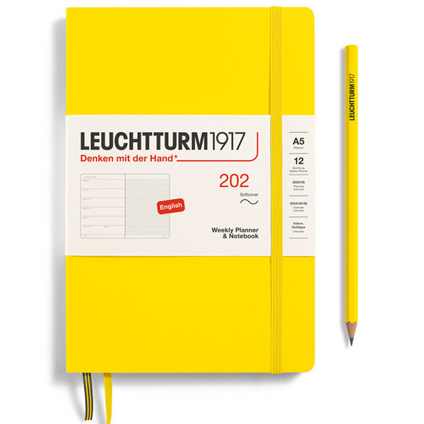 LEUCHTTURM1917 agenda Softcover Medium A5 Weekly Planner & Notebook Lemon