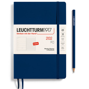 LEUCHTTURM1917 agenda Softcover Medium A5 Weekly Planner & Notebook Navy