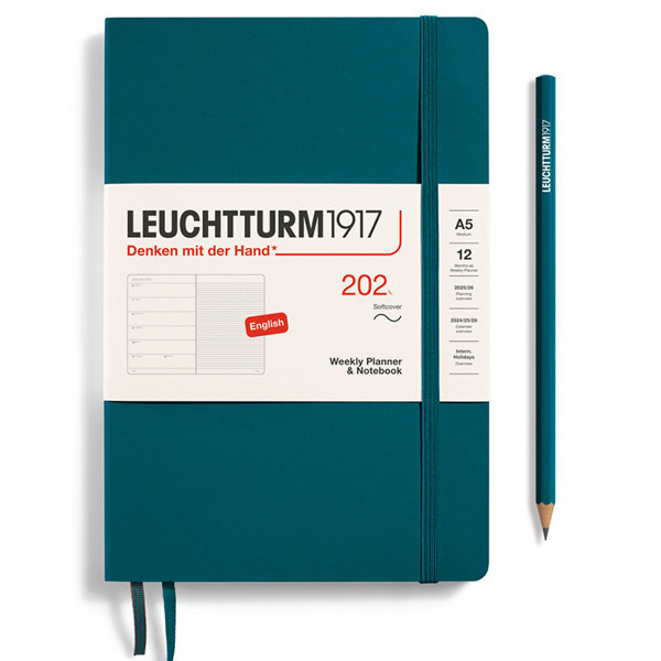 LEUCHTTURM1917 agenda Softcover Medium A5 Weekly Planner & Notebook Pacific Green