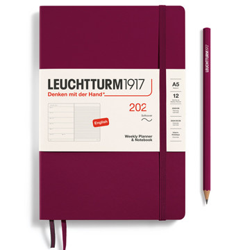 LEUCHTTURM1917 agenda Softcover Medium A5 Weekly Planner & Notebook Port Red