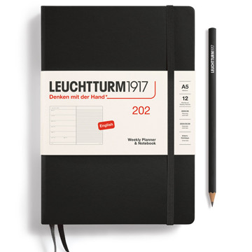 LEUCHTTURM1917 agenda Medium A5 Weekly Planner & Notebook Black