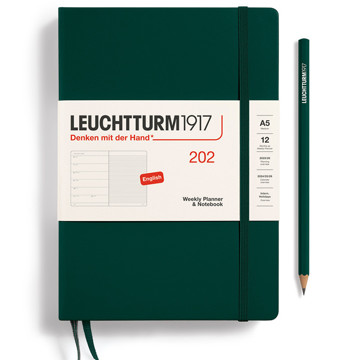 LEUCHTTURM1917 agenda Medium A5 Weekly Planner & Notebook Forest Green