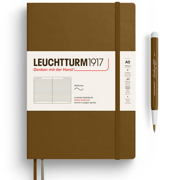 LEUCHTTURM1917 Medium A5 Softcover notitieboek Spice Brown gelijnd