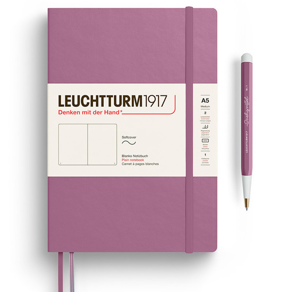 LEUCHTTURM1917 Medium A5 Softcover notitieboek Dusty Rose blanco