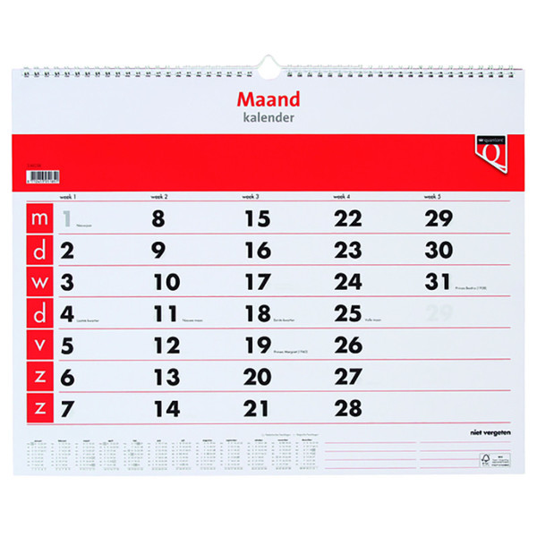 kalender Quantore 2025 maandkalender spiraal