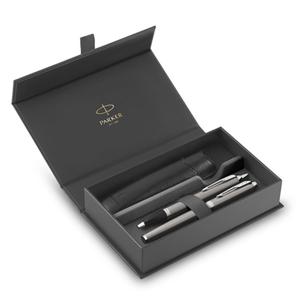 Parker IM Stainless Steel CT schrijfset balpen - vulpen + etui