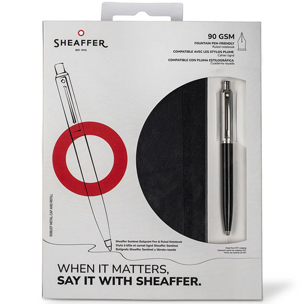 Sheaffer Sentinel Giftset Black + notebook A5 balpen