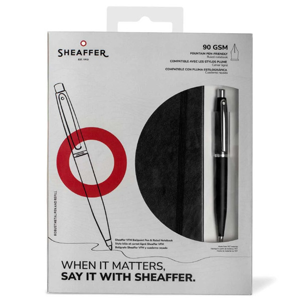 Sheaffer VFM Giftset Black + notebook A5 balpen