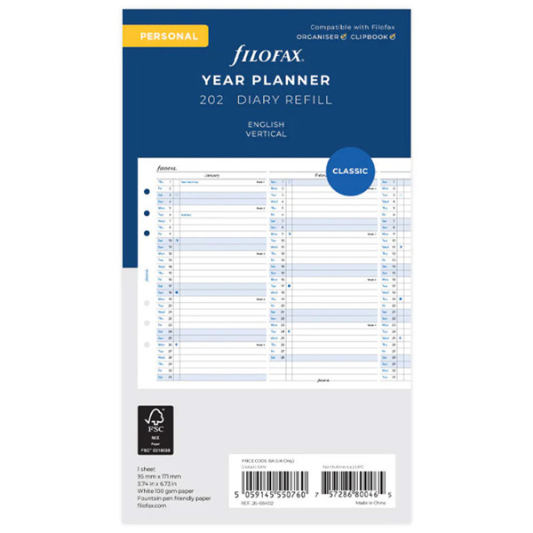 Filofax Personal jaarplanner verticaal 