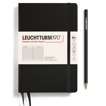 LEUCHTTURM1917 Paperback B6+ notitieboek Black gelijnd