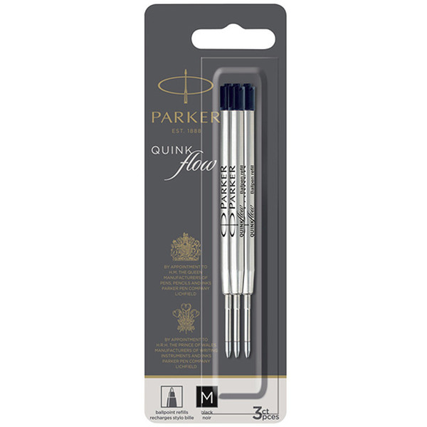 Parker balpenvulling QuinkFlow Black 1.0mm medium - 3stuks