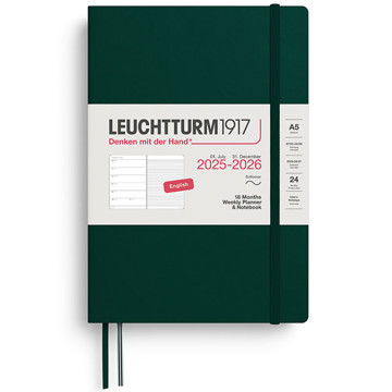 Leuchtturm1917 agenda 2026 Weekly Planner & Notebook 18mnd Medium (A5) Softcover Forest Green