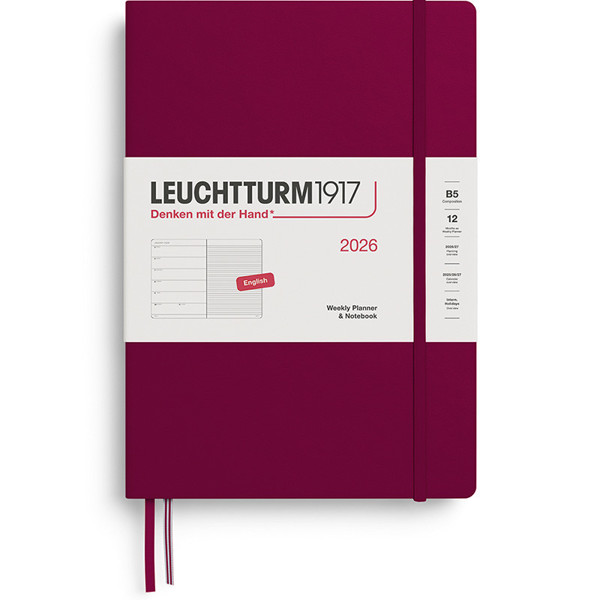 Leuchtturm1917 agenda Weekly Planner & Notebook Composition (B5) Hardcover Port Red