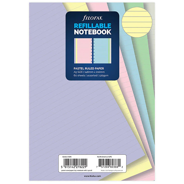Filofax Notebook A5  gelijnd pastel - 60vel