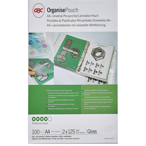 lamineerhoes GBC A4      100stuks 2x125micron glanzend - 11 gaats